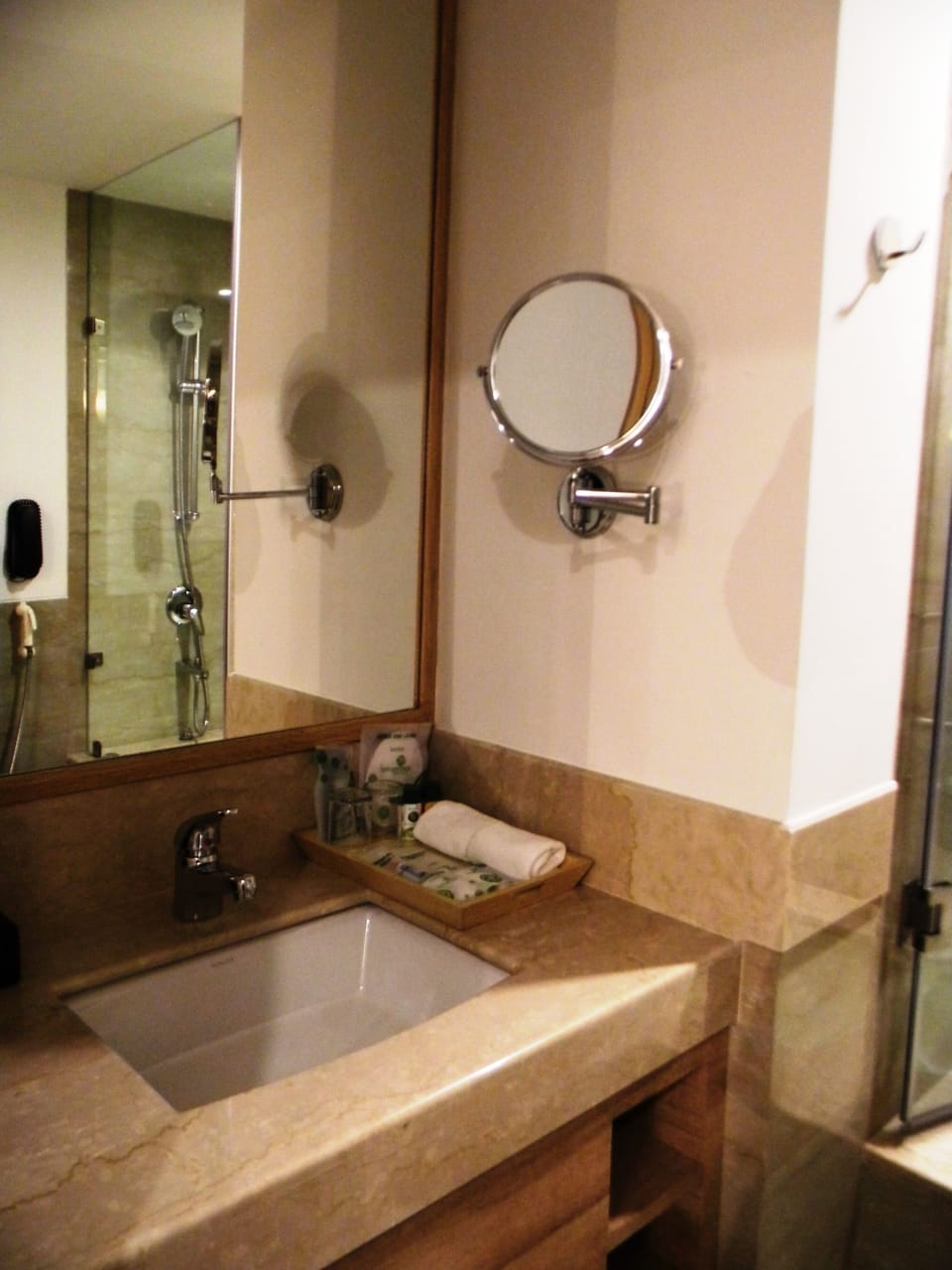 Shower, free toiletries, hair dryer, bathrobes