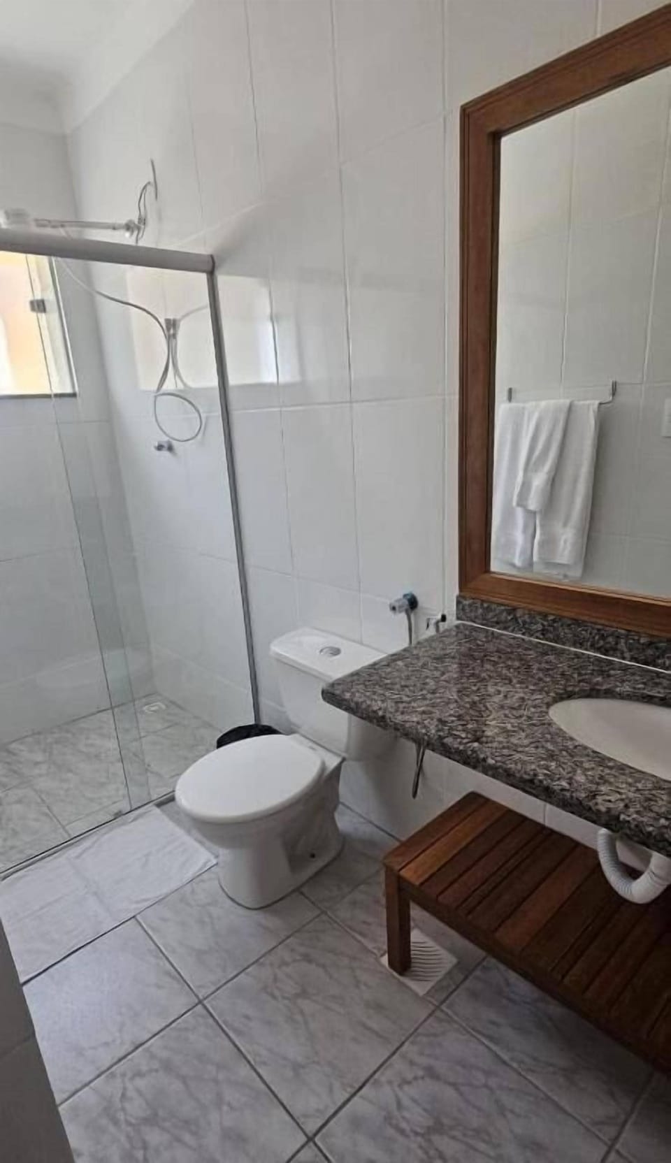 Shower, towels, soap, shampoo