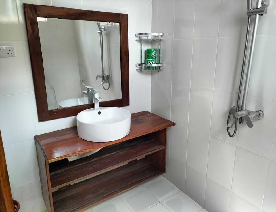 Shower, free toiletries, hair dryer, slippers