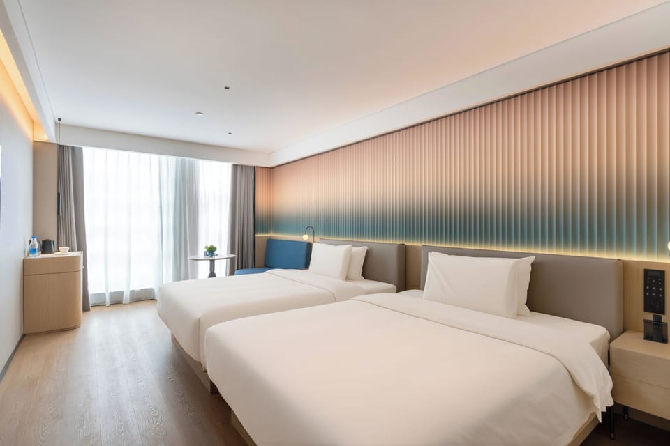 Executive Double Room, 2 Double Beds, City View | Premium bedding, desk, free WiFi, bed sheets
