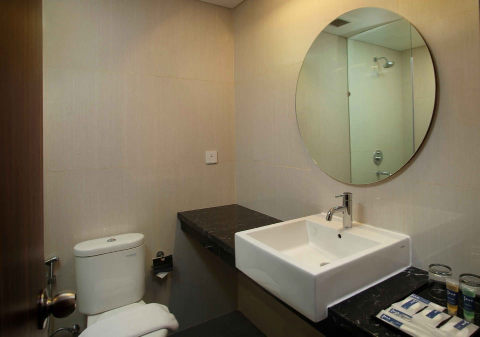 Deluxe Double Room | Bathroom | Shower, hair dryer, towels, soap
