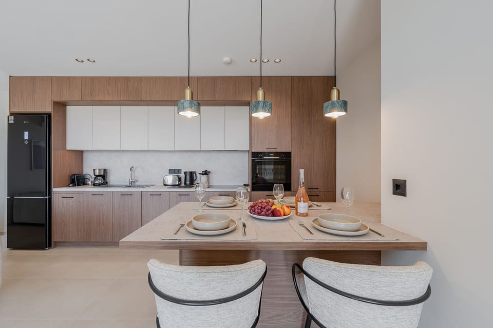 Villa, 2 Bedrooms, Private Pool, Sea View | Private kitchen | Microwave, coffee/tea maker, highchair