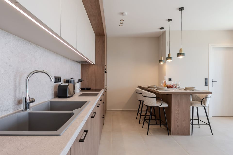 Villa, 2 Bedrooms, Private Pool, Sea View | Private kitchen | Microwave, coffee/tea maker, highchair