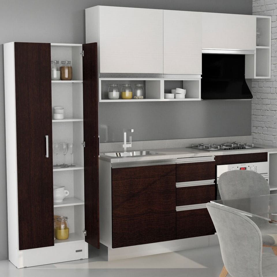 Fridge, microwave, cookware/dishes/utensils