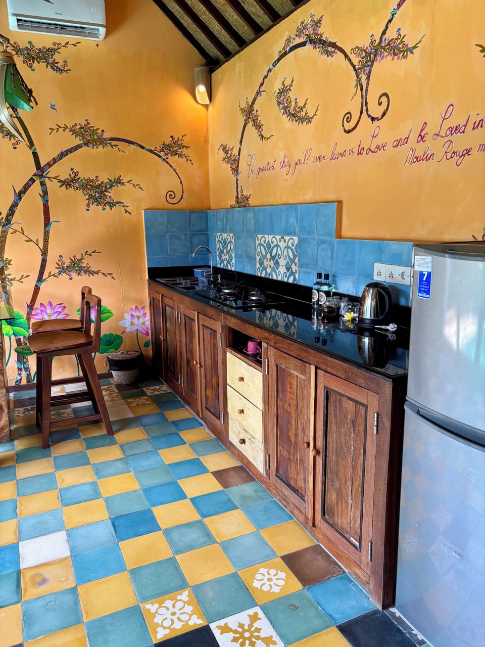 Deluxe Villa, 1 Bedroom, Bathtub, Pool View | Private kitchen | Fridge, electric kettle