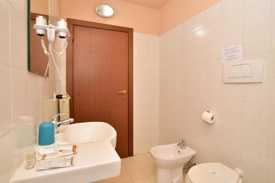 Shower, free toiletries, hair dryer, bidet