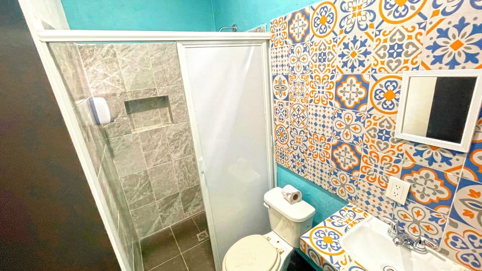Basic Double Room | Bathroom | Shower, towels, soap, shampoo