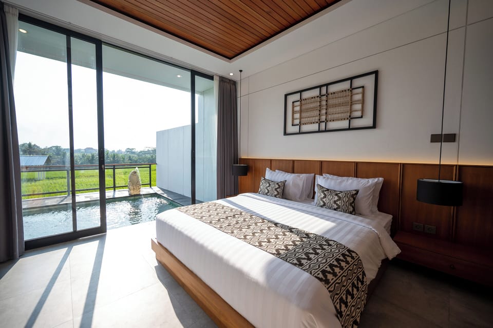 Two Bedroom Pool Villa Rice Field View | In-room safe, desk, laptop workspace, blackout drapes