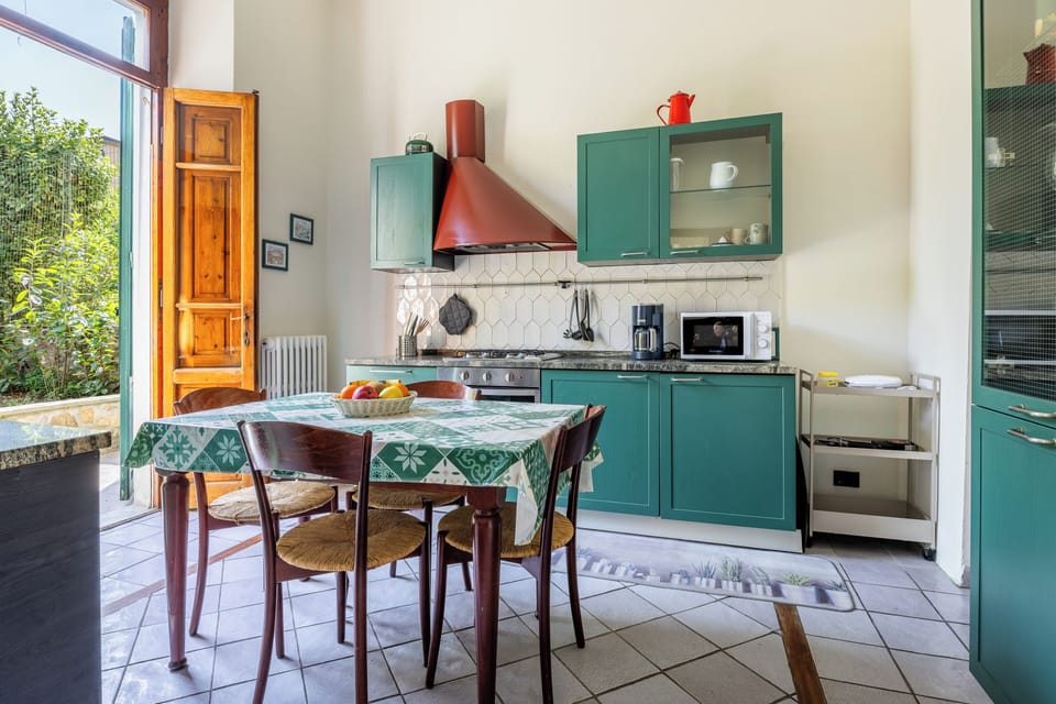 Apartment, Patio, Garden View | Private kitchen | Fridge, microwave, oven, stovetop