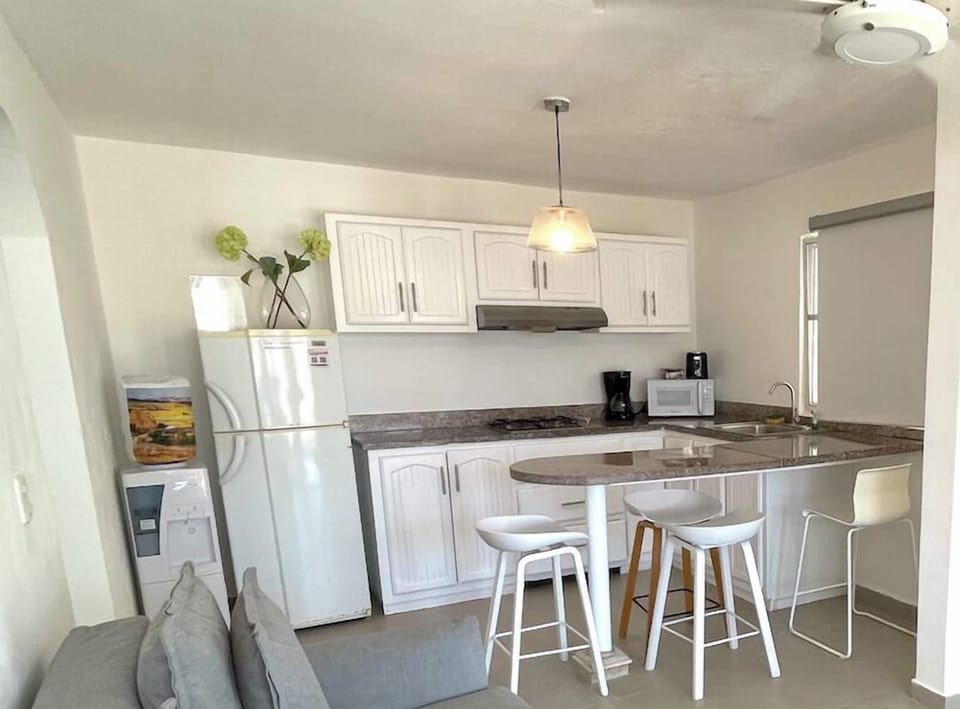 Apartment, 1 Bedroom, Ocean View | Private kitchen | Fridge, stovetop, cookware/dishes/utensils, dining tables