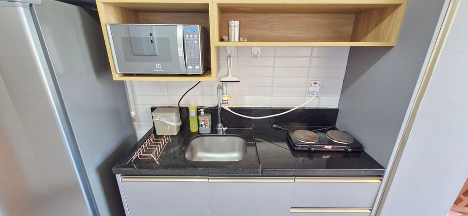 Basic Apartment | Private kitchen | Fridge, microwave, stovetop, cookware/dishes/utensils