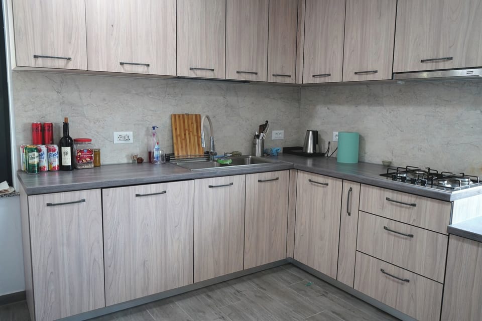 Full-size fridge, microwave, oven, stovetop
