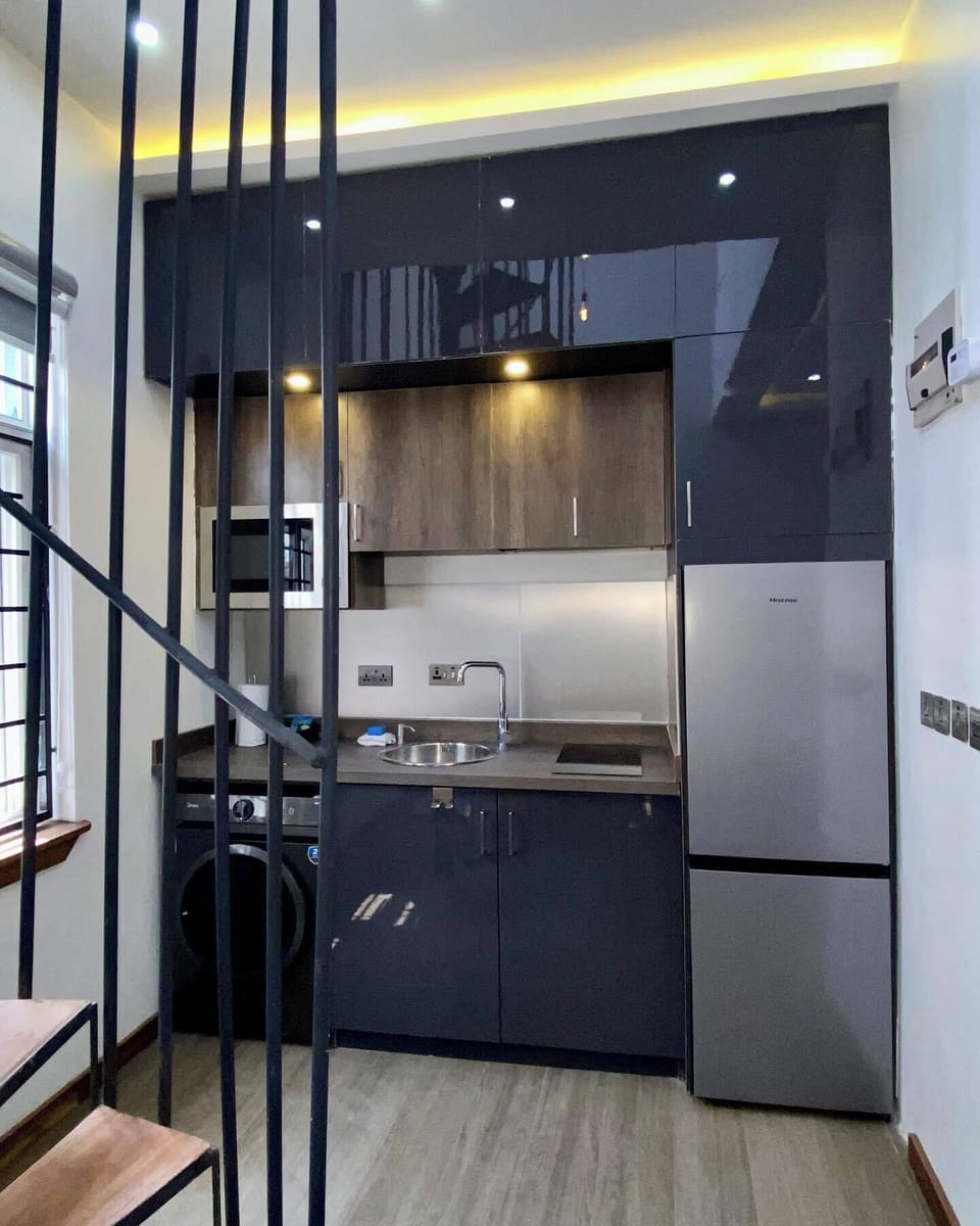 Family Apartment, Balcony, City View | Private kitchenette | Fridge, microwave, oven, stovetop