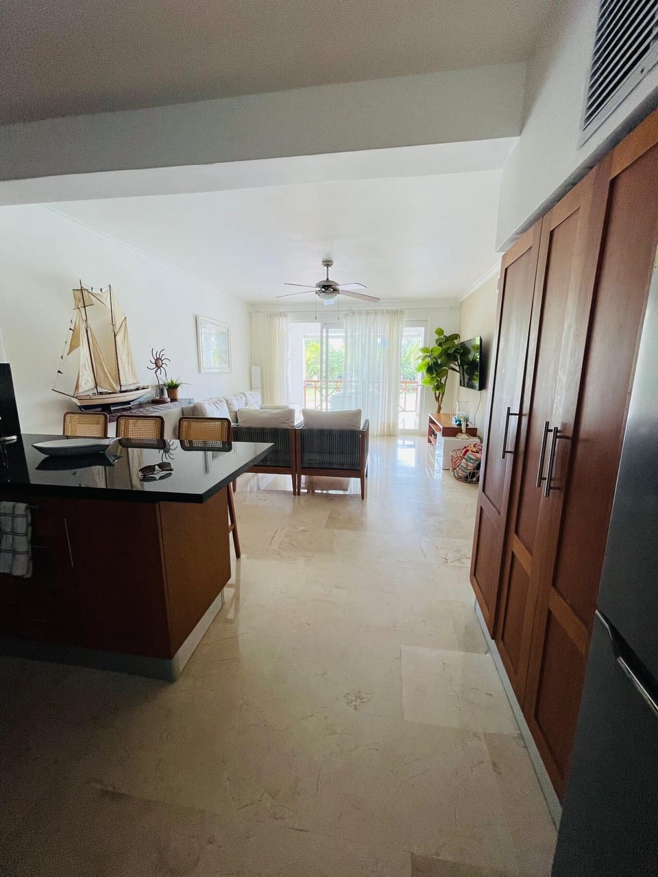 Apartment, Pool View | Living area | 50-inch Smart TV with digital channels, Netflix, streaming services