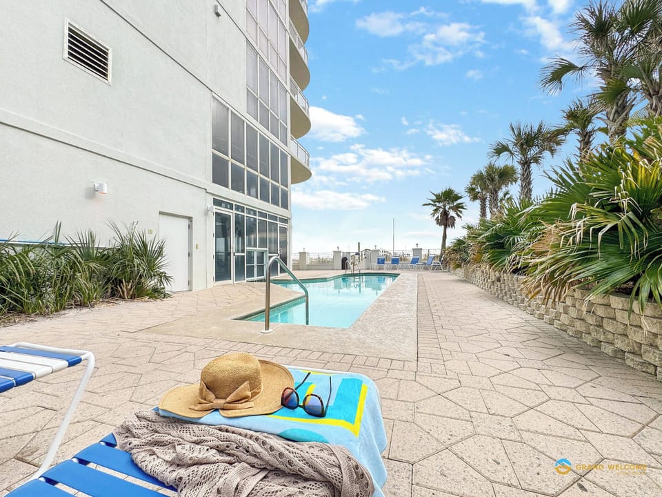 Outdoor pool, sun loungers