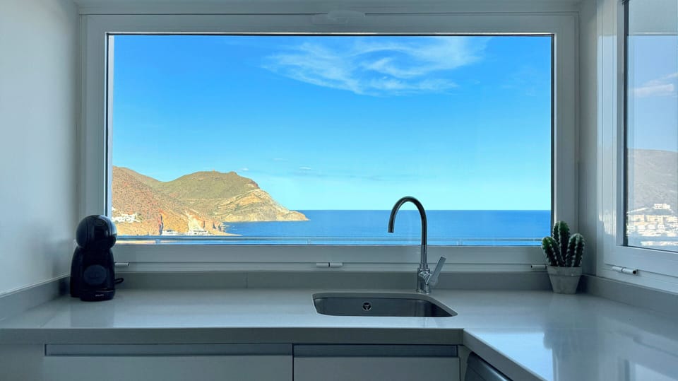 Deluxe Apartment, Sea View | Private kitchen | Fridge, microwave, oven, stovetop