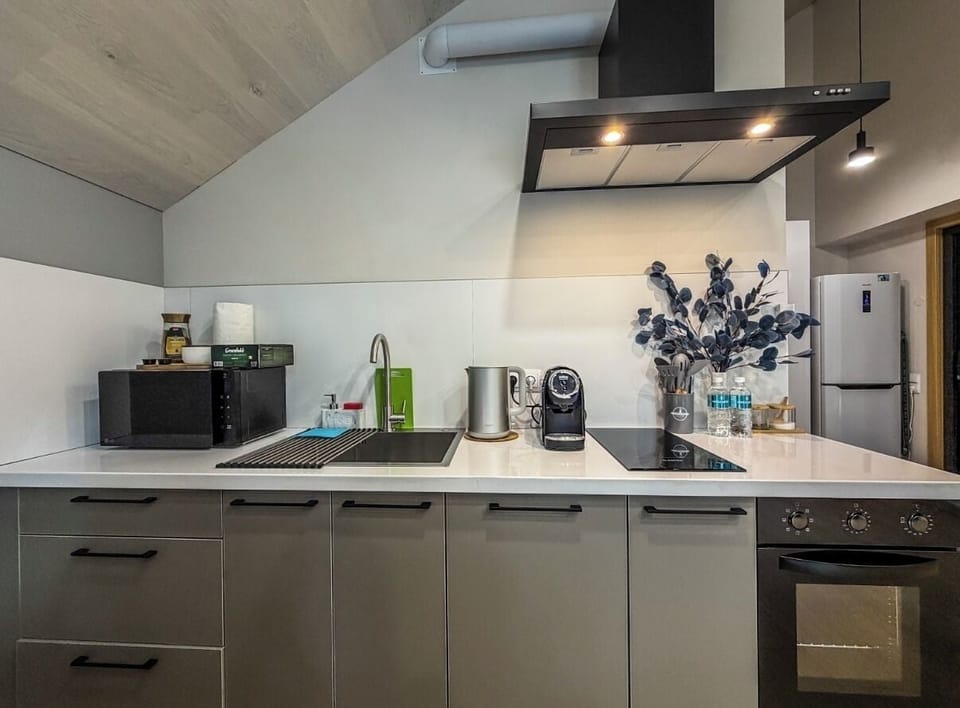 Comfort Apartment, Courtyard View | Private kitchen | Espresso maker, fridge, microwave, stovetop