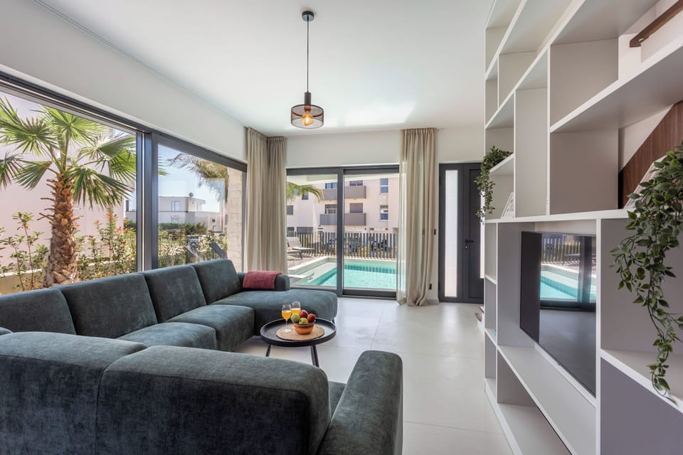 Family Villa, 3 Bedrooms, Balcony (Palm Villa Emma with Pool) | Living area | Flat-screen TV