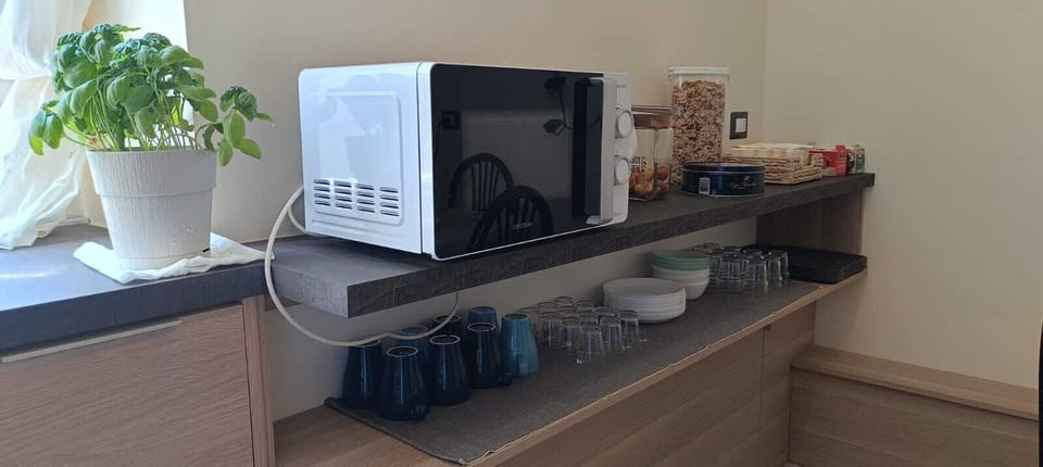 Microwave, cookware/dishes/utensils