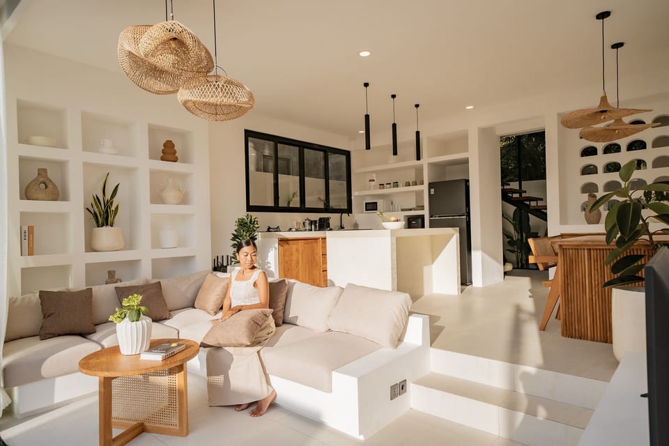 Deluxe Villa, 1 King Bed, Pool View | Living room | 43-inch TV with cable channels
