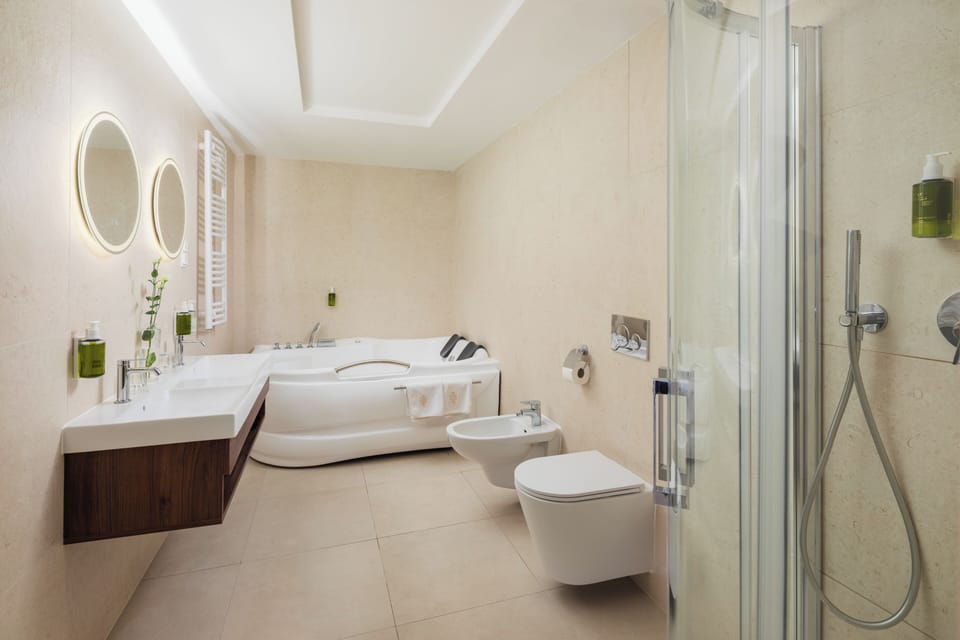 Deluxe Suite, River View | Bathroom | Separate tub and shower, free toiletries, hair dryer, towels
