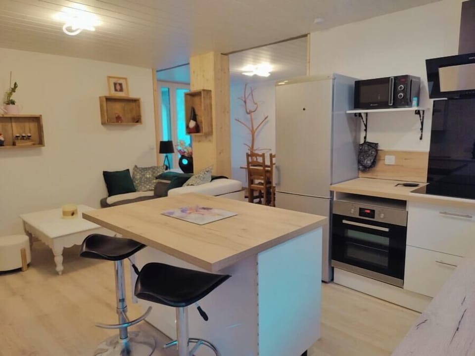 Apartment, Mountain View | Private kitchen | Full-size fridge, microwave, oven, stovetop