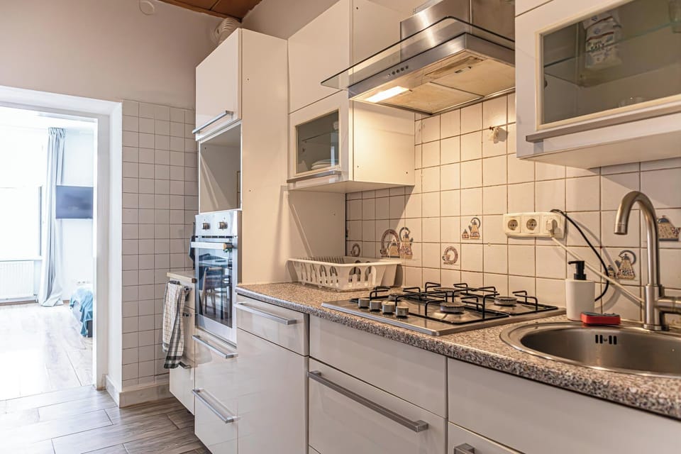 Basic Apartment | Private kitchen | Fridge, microwave, oven, stovetop