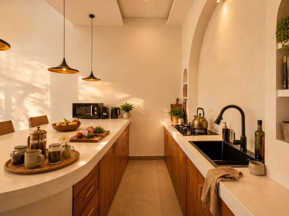 Superior Villa, Pool View | Private kitchen | Espresso maker, electric kettle