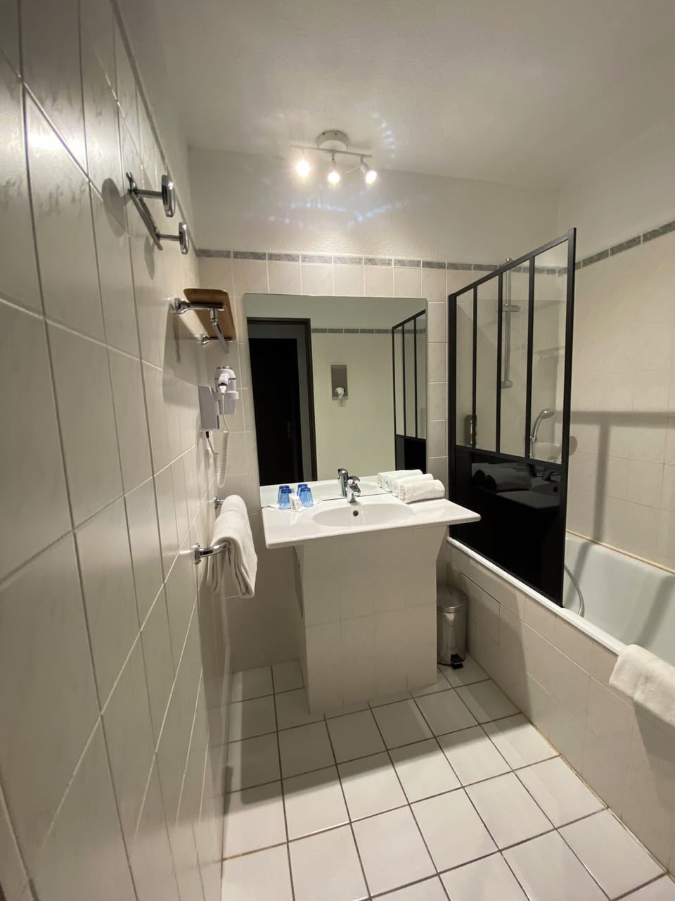 Hair dryer, towels