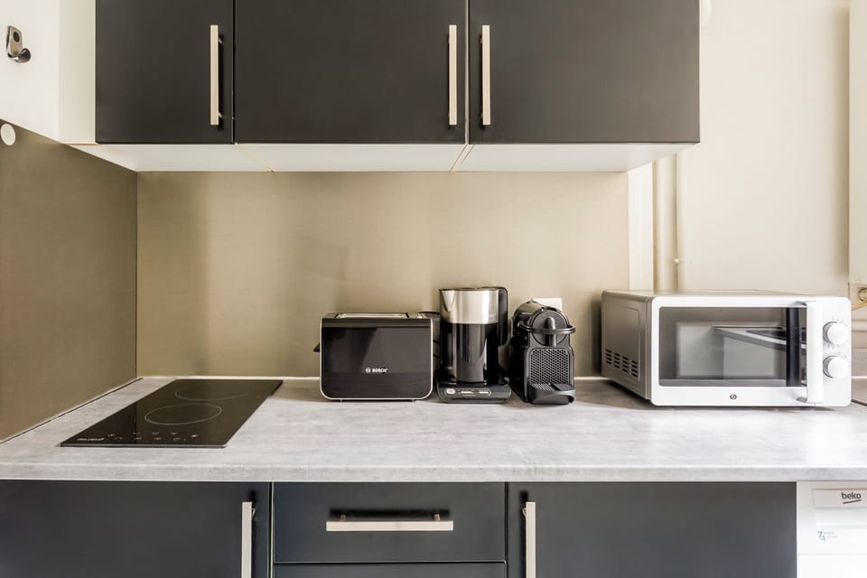 Apartment, City View | Private kitchen | Fridge, microwave, stovetop, electric kettle