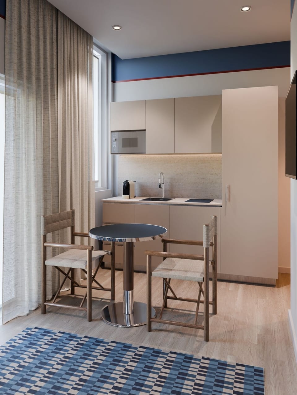 Microwave, coffee/tea maker, highchair