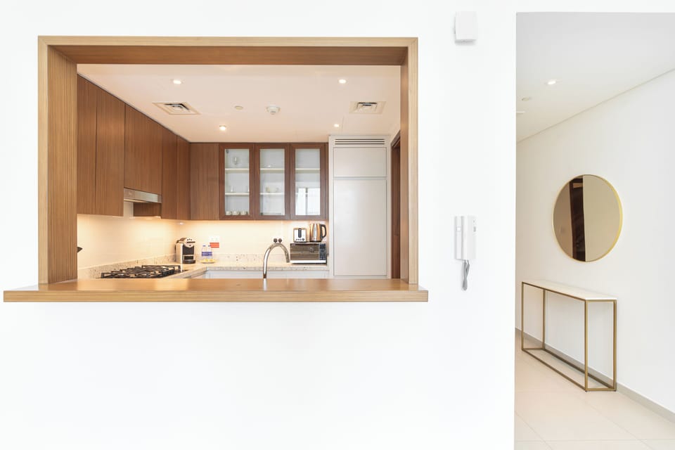 Exclusive Apartment, City View | Private kitchen | Full-size fridge, microwave, oven, stovetop