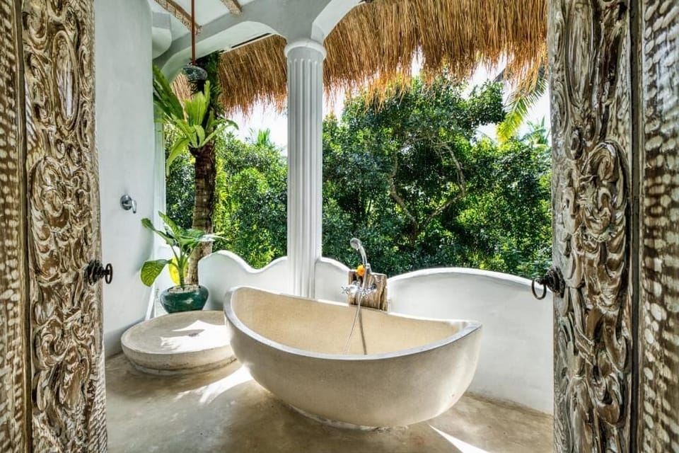 Eco-friendly toiletries, hair dryer, towels, soap