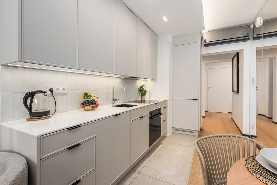 Classic Apartment, 3 Bedrooms, Balcony | Private kitchen | Full-size fridge, oven, stovetop, electric kettle