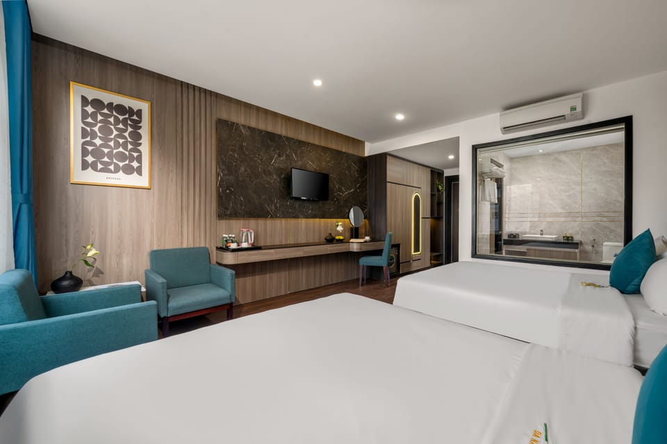 Premium bedding, down comforters, memory foam beds, minibar