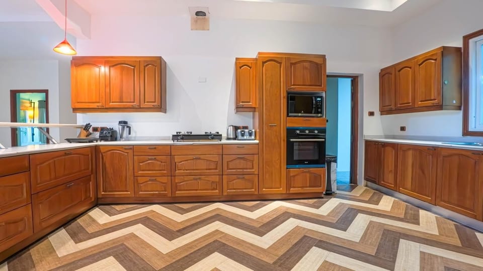Villa, Balcony | Private kitchen | Full-size fridge, microwave, oven, stovetop
