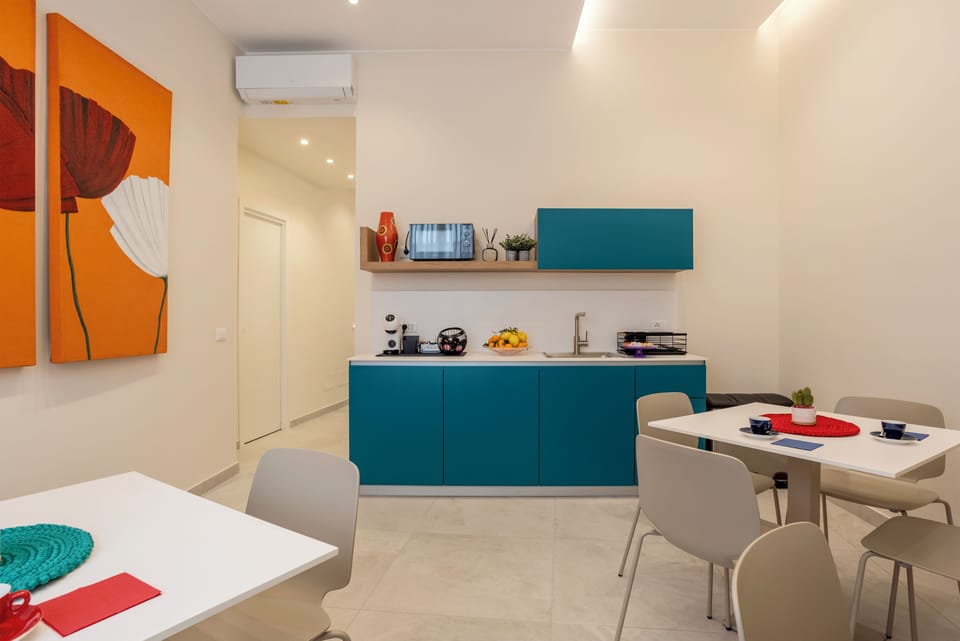 Mini-fridge, microwave, electric kettle