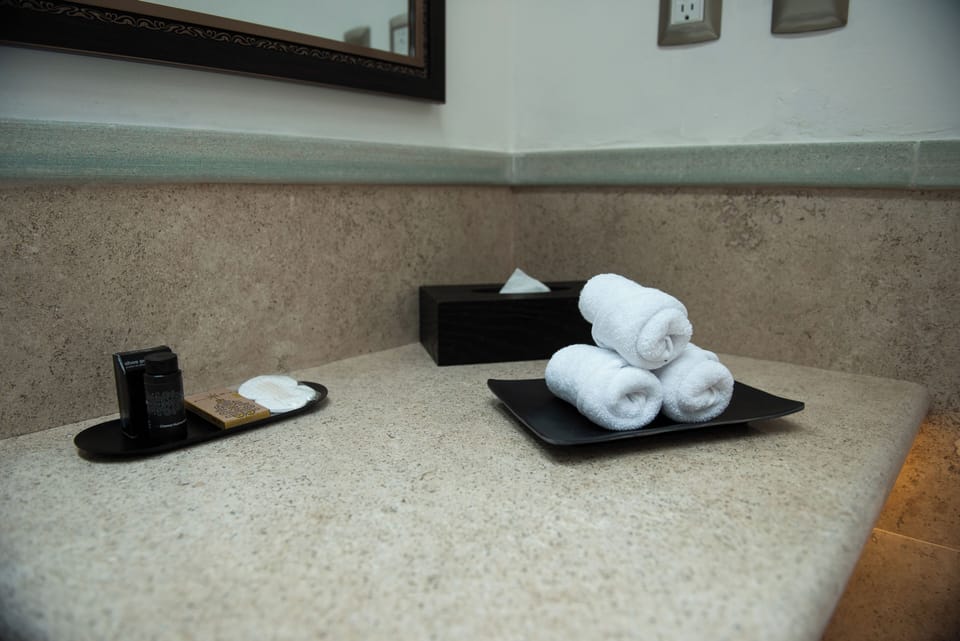 Standard Suite | Bathroom | Shower, hair dryer, slippers, towels