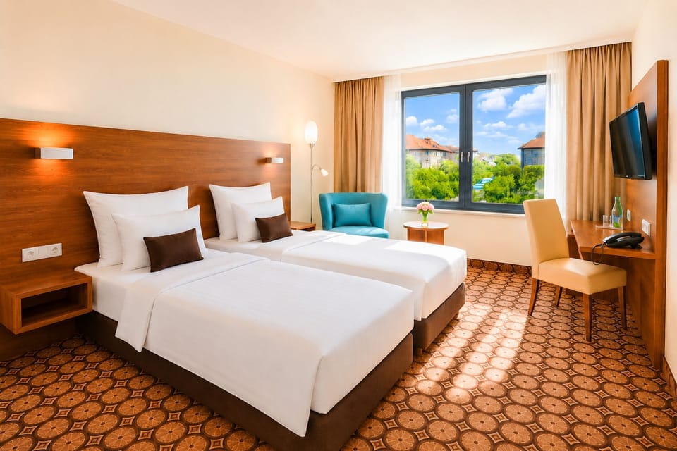Standard Double or Twin Room | Minibar, in-room safe, desk, laptop workspace