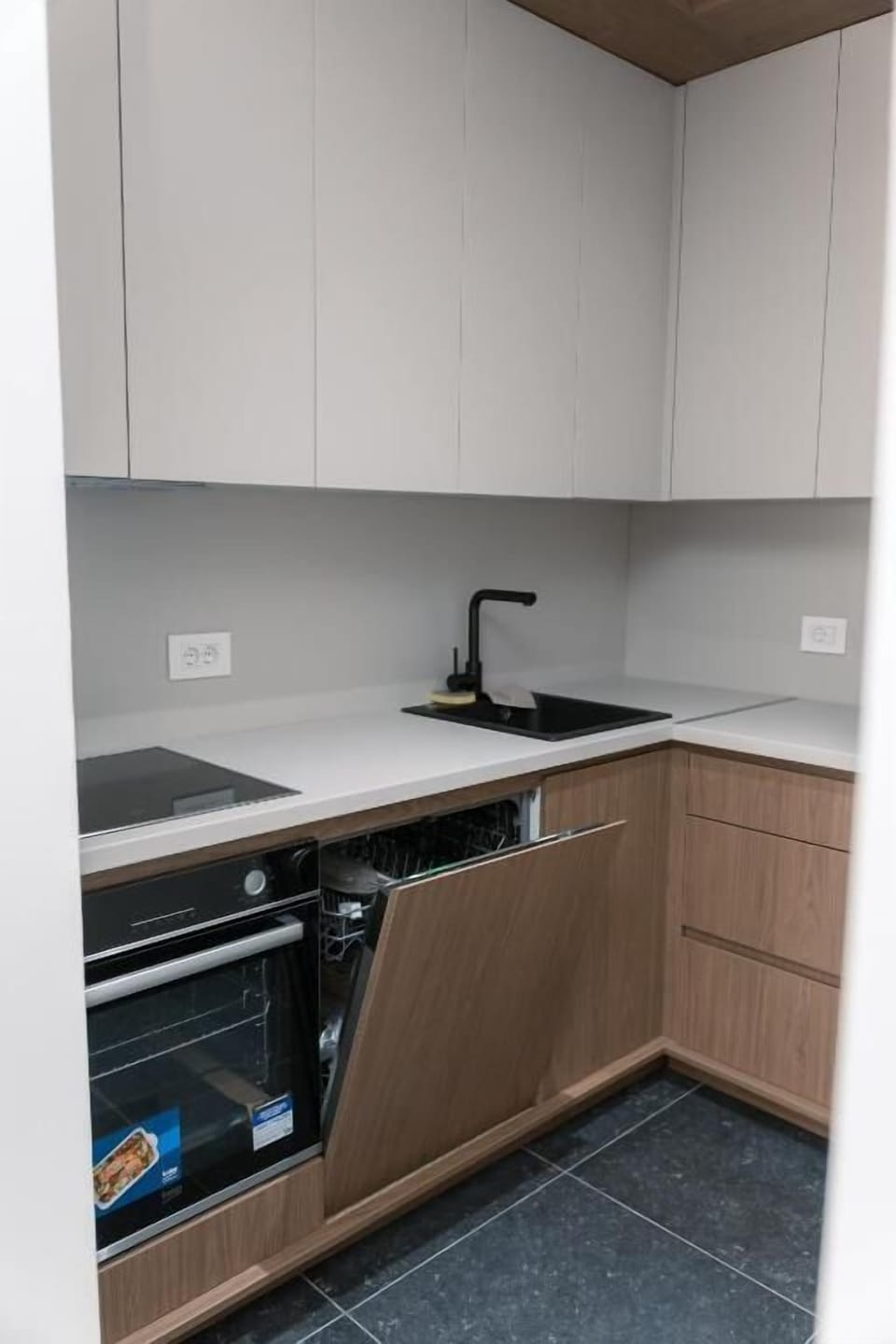 Microwave, dishwasher, cookware/dishes/utensils