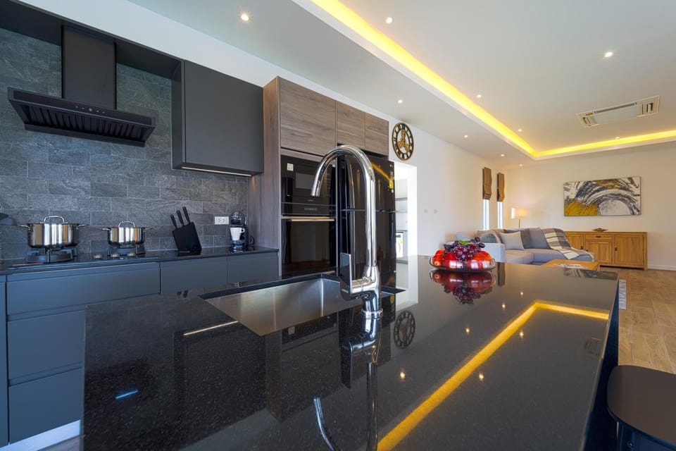 Villa, 3 Bedrooms, Private Pool, Pool View | Private kitchen | Full-size fridge, microwave, oven, stovetop