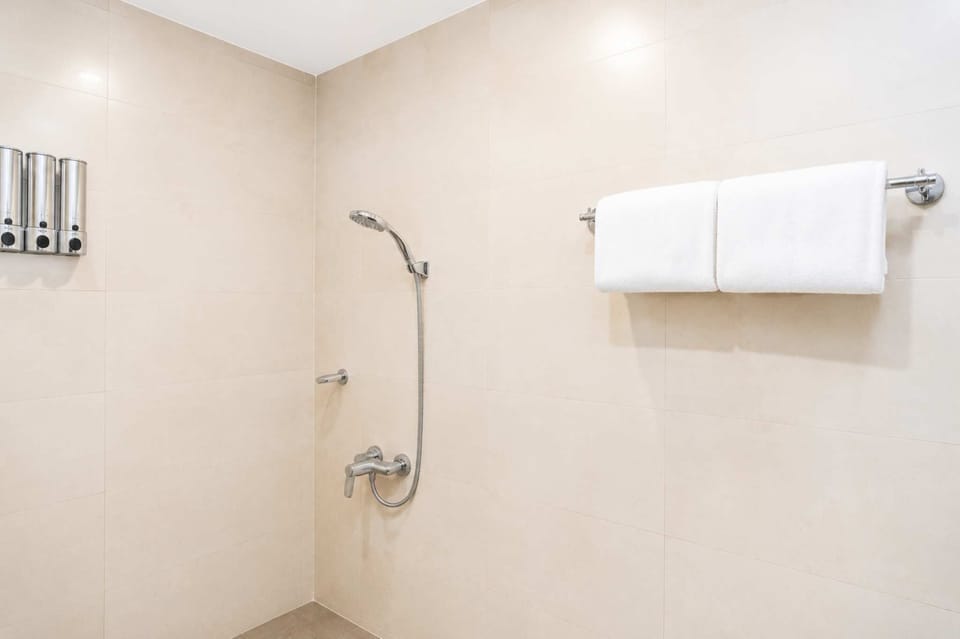 Shower, bidet, towels, soap