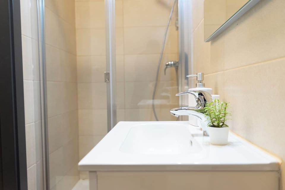 Basic Double Room | Bathroom | Shower, hair dryer, towels, soap
