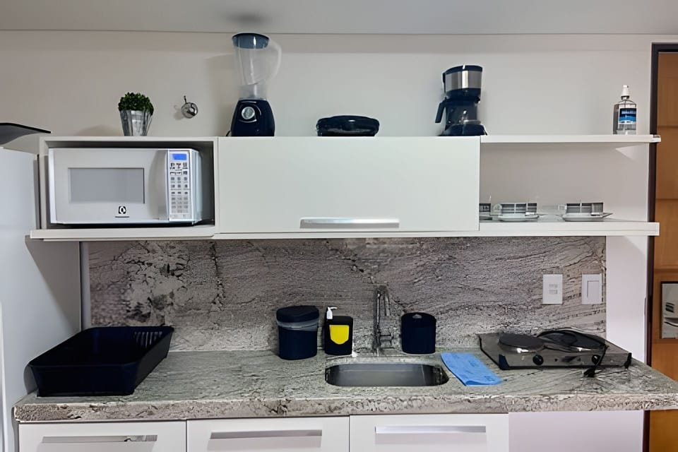 Basic Apartment | Private kitchen | Microwave, stovetop, cookware/dishes/utensils