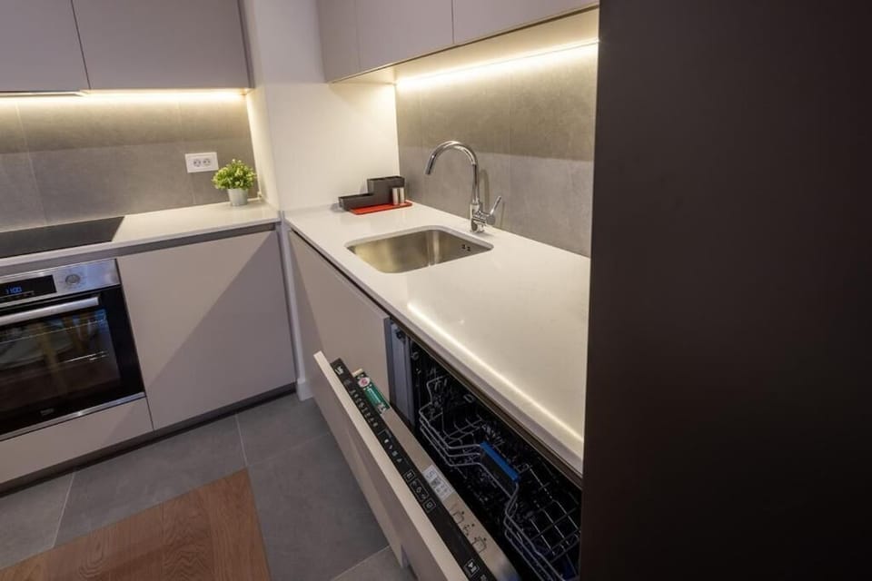 Deluxe Apartment, Garden View | Private kitchen | Fridge, oven, stovetop, dishwasher