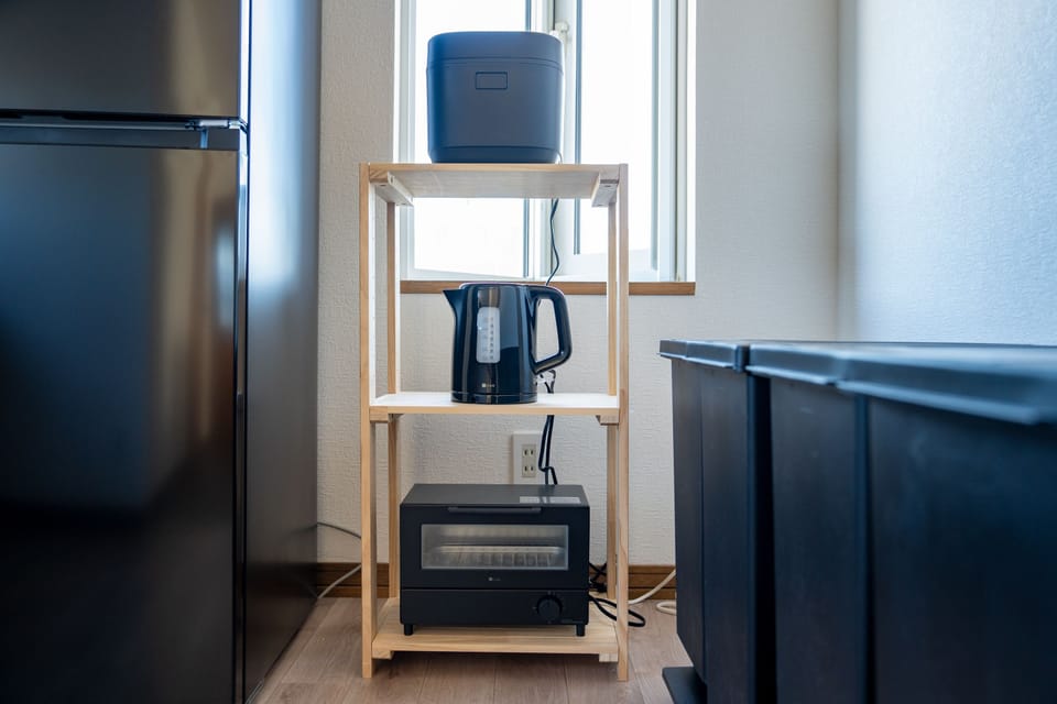 Refrigerator (on request), microwave, electric kettle, toaster