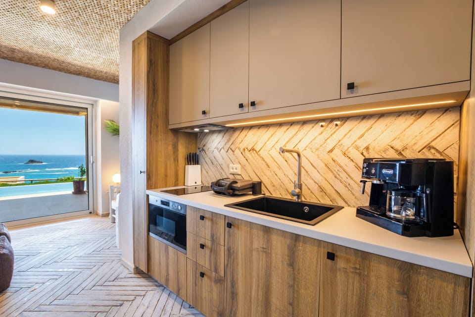 Villa, Sea View | Private kitchen | Full-size fridge, microwave, stovetop, espresso maker