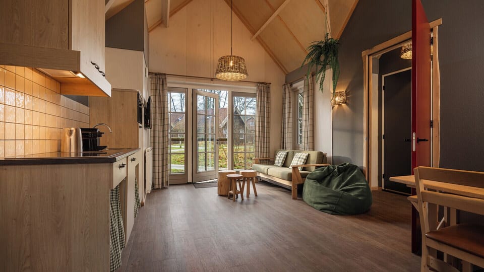 Lodge 6-persons (with unlimited amusement park access) | Living area | 32-inch LED TV with cable channels