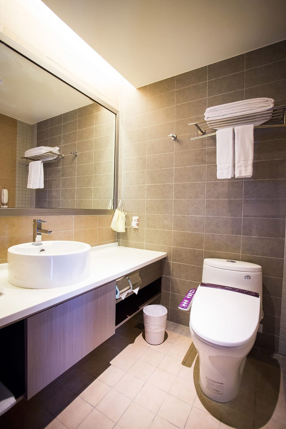 Shower, slippers, towels