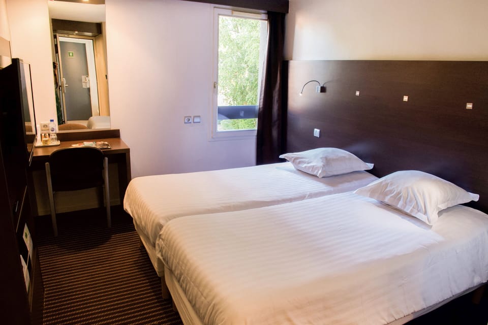 Individually decorated, desk, blackout drapes, soundproofing